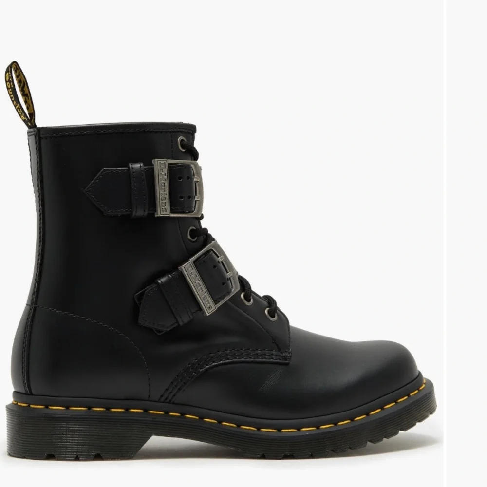 Dr. Martens 1460 Double Strap Black Leather Boots - Picture 6 of 11